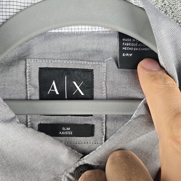 Armani Exchange Slim Fit Dress Shirt Mens Size Small Gray Collared Button Up - Picture 4 of 9